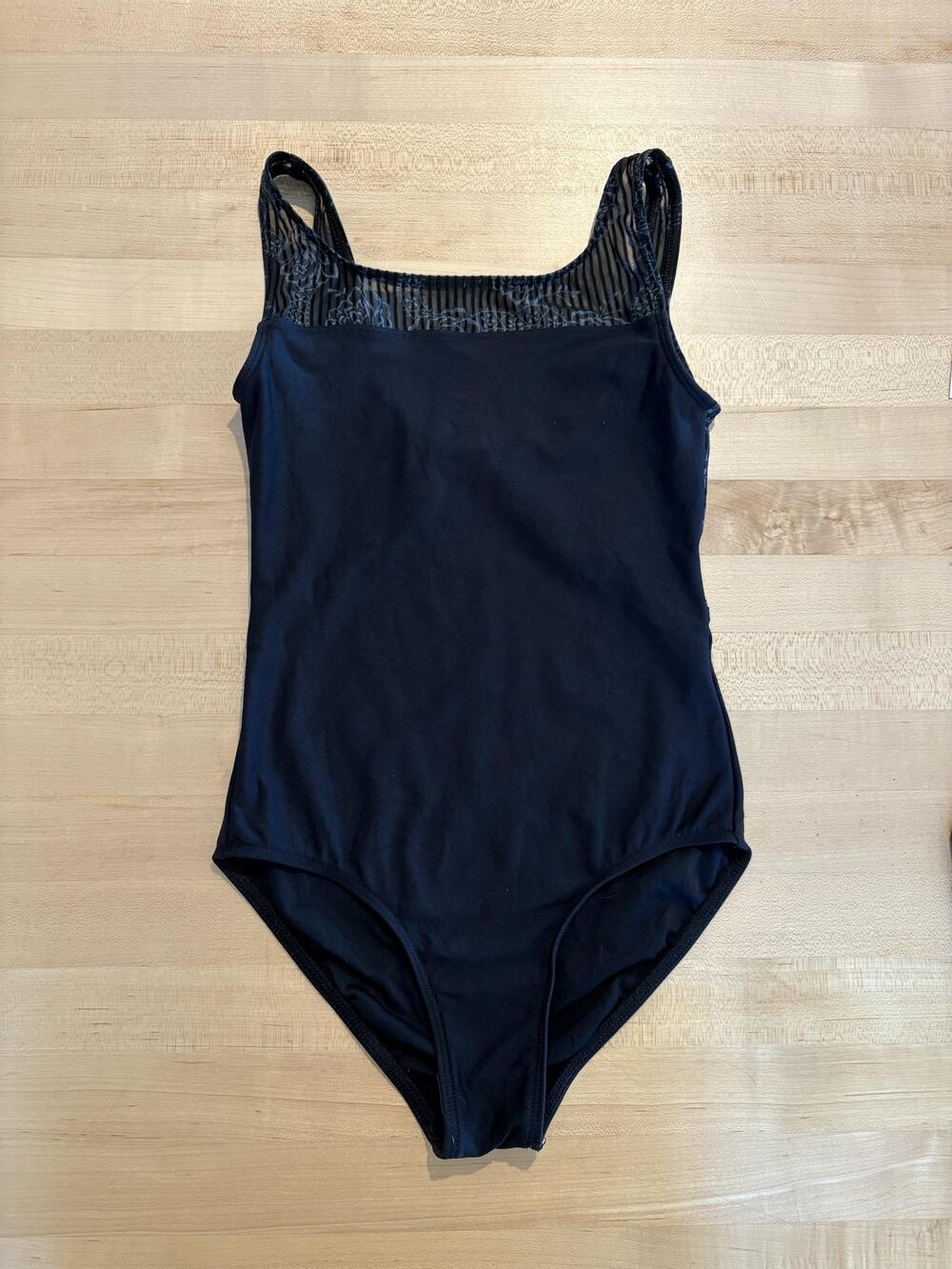 Wear Moi Leotard Girls 12-14 Black Floral Mesh Tank Dance